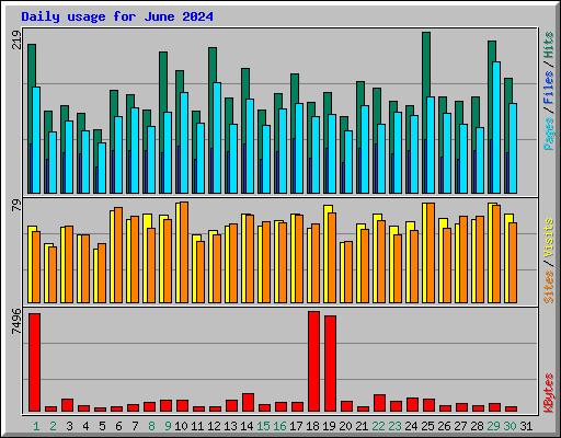 Daily usage for June 2024