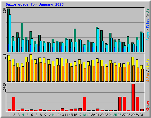 Daily usage for January 2025