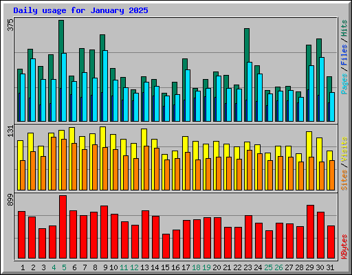 Daily usage for January 2025