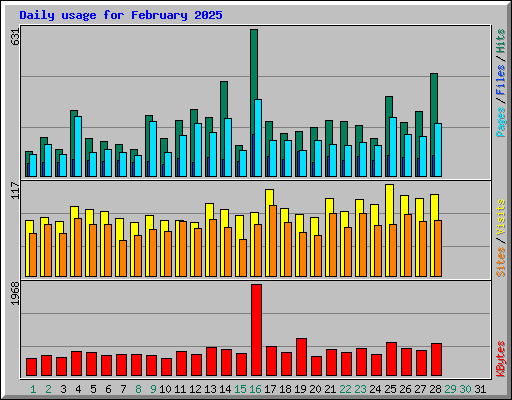 Daily usage for February 2025