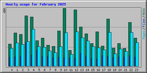 Hourly usage for February 2025