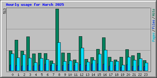 Hourly usage for March 2025