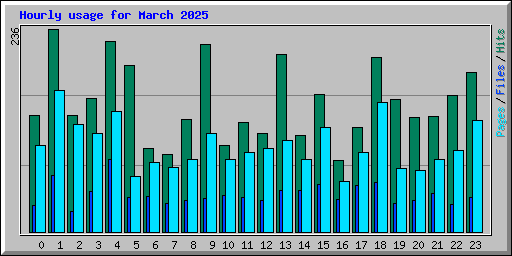 Hourly usage for March 2025