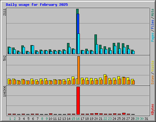 Daily usage for February 2025